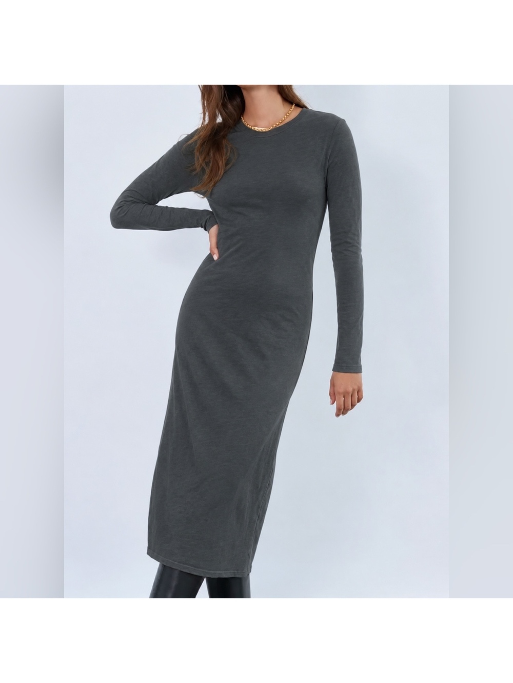 Aritzia Babaton Banter Maxi Sweater Dress Charcoal Gray Size M